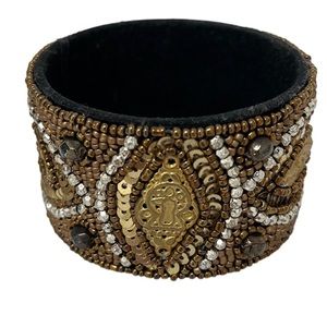 Metallic Beaded Large Statement Bracelet for a Large Wrist